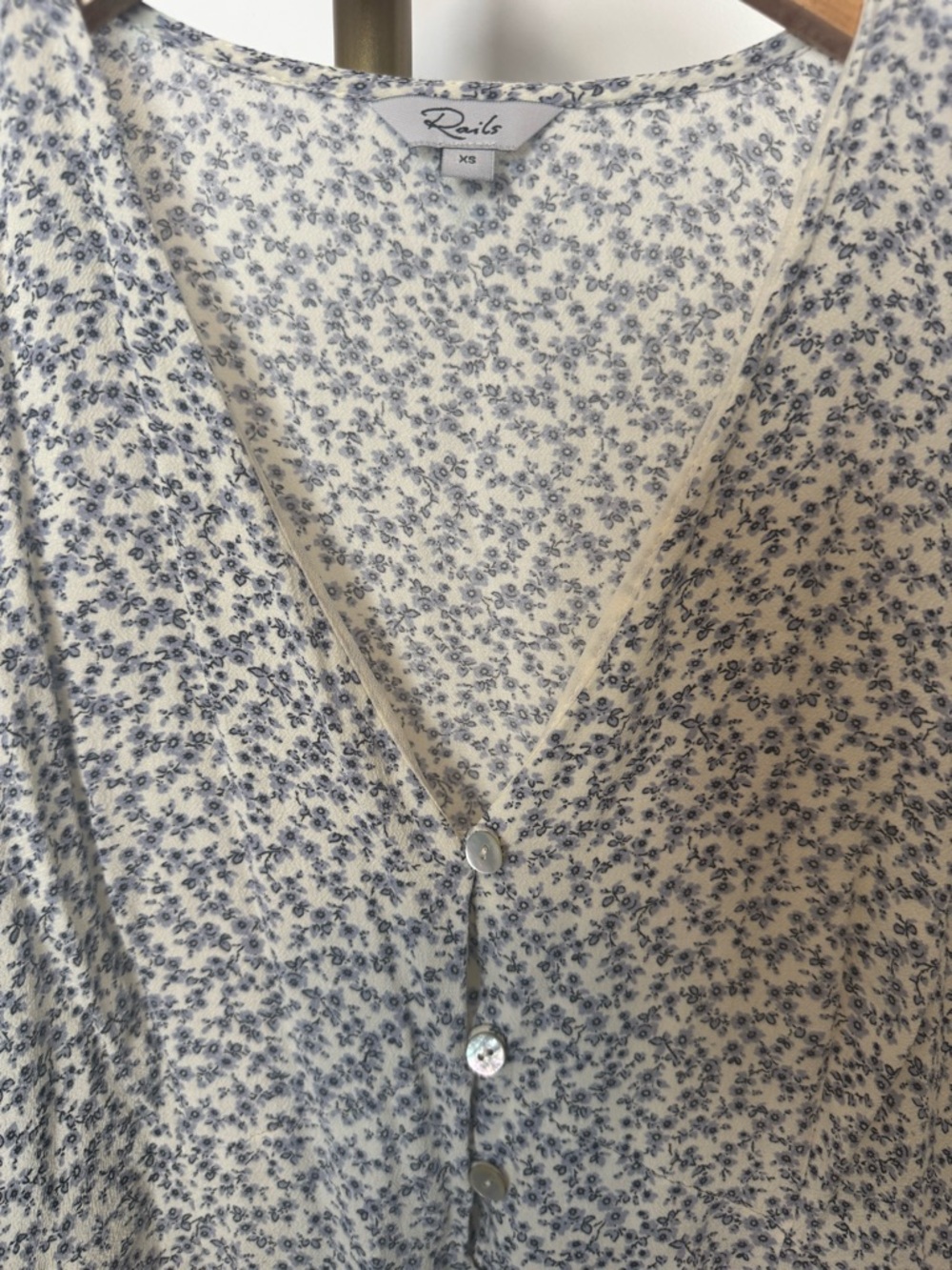 Rails Blue & White Floral Button-Front Mini Dress - Picture 3 of 6